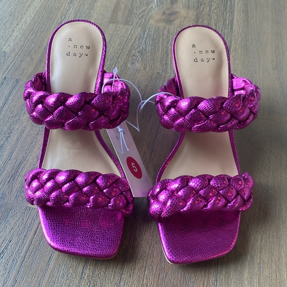 Women's Basil Mule 3” Heels Metallic Pink - A New Day™ Size 5, NIB - Picture 2 of 5